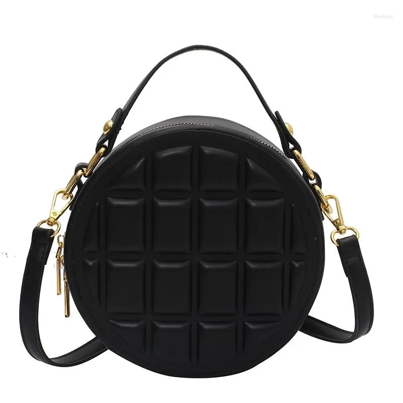 Evening Bags Small Checkered Round For Women 2022 Female Handbags Shoulder Ladies PU Leather Vintage Crossbody Purses