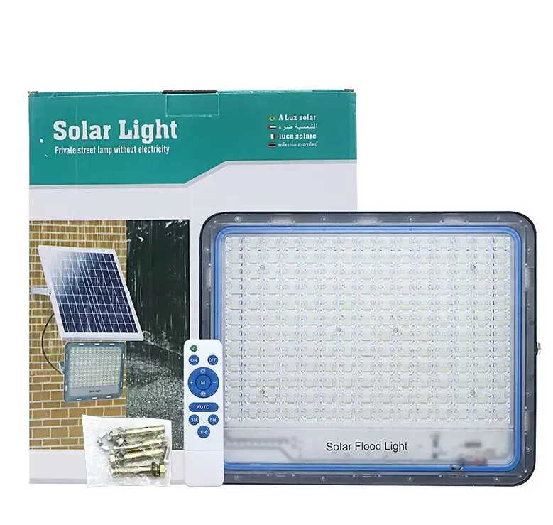 Solar Flood Lights Super jasne 100 W 300 W zmierzchu do Dawm LED LED Wodoodporna wodoodporna lampka bezpieczeństwa słonecznego światło 10 trybów