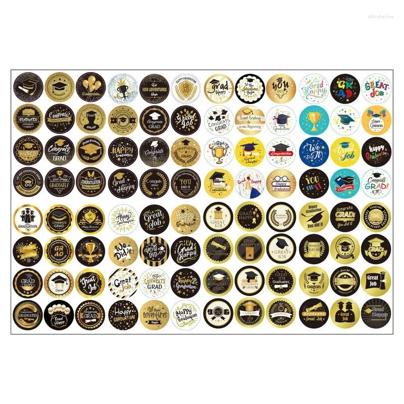 Geschenkwikkeling 24 Sheets Graduation Stickers Happy Grad Seal Labels Gefeliciteerd zelfklevende envelopsticker voor college high school party