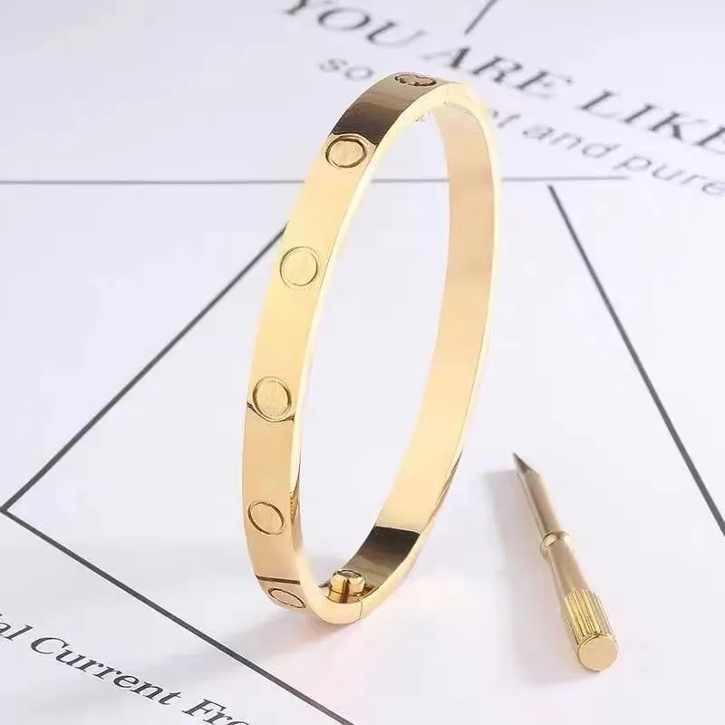 Liefde Schroefarmband Armbanden Bangle Titanium staal ontwerper voor dames heren luxe sieraden geschenken vrouw meisje goud zilver rosé goud groothandel niet vervagen