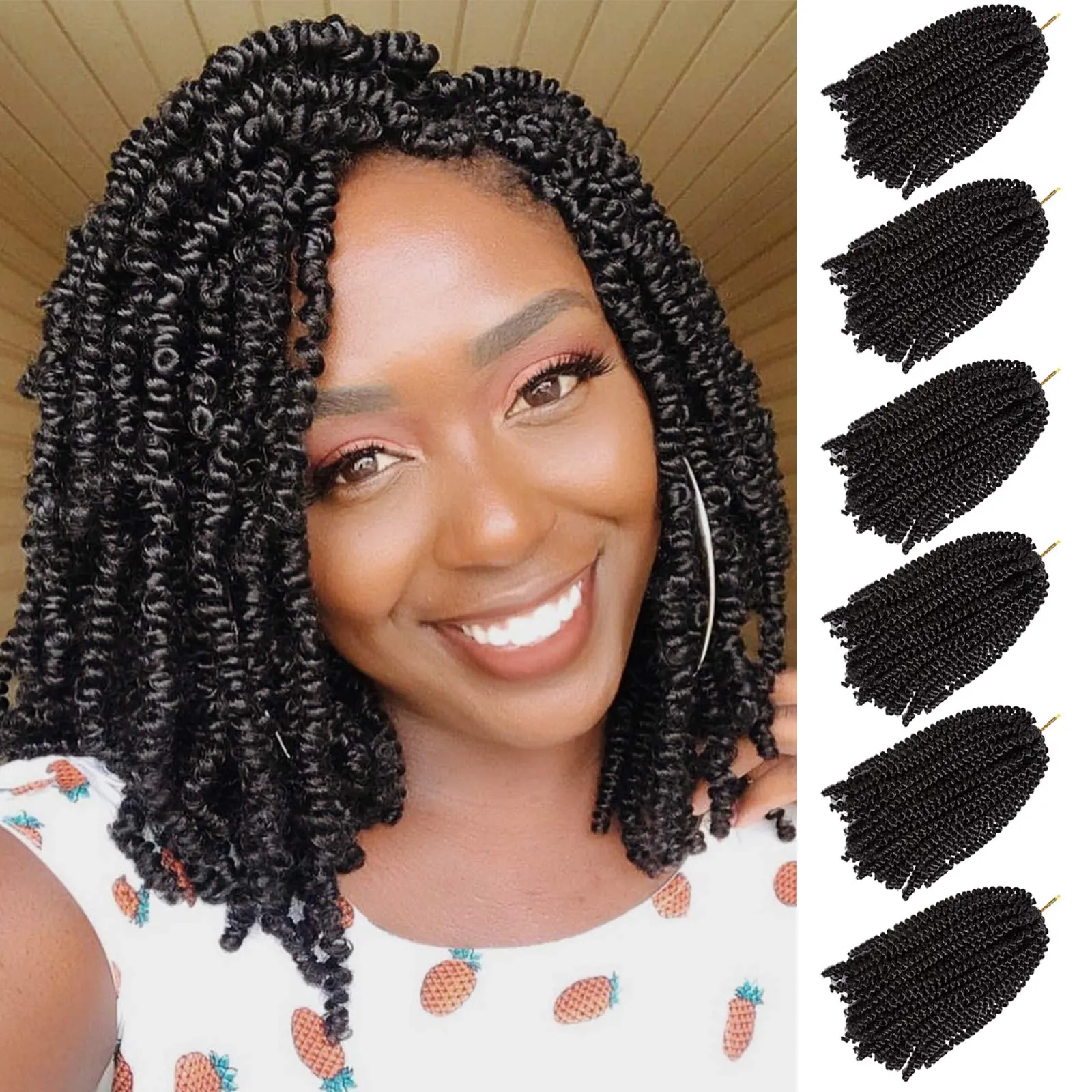 Spring Twist Braiding Hair 8 Inch Spring Twists Bomb Hair Synthetic Fiber Fluffy Twist Crochet Braids Low Temperature Twist Crochet Hair LS33