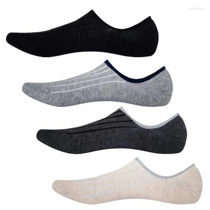 Chaussettes pour hommes 3 paires/lot hommes coton coupe basse hommes mocassins bateau antidérapant Invisible doublure cheville pantoufles court EU 42-48