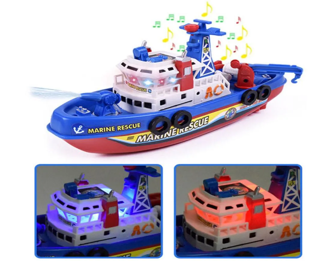 RC Crianças Crianças Electric High Speed ​​Music Boat Light Marine Rescue Model Fireboat Toys for Boys Water Spray Fire Educational Toy1718440