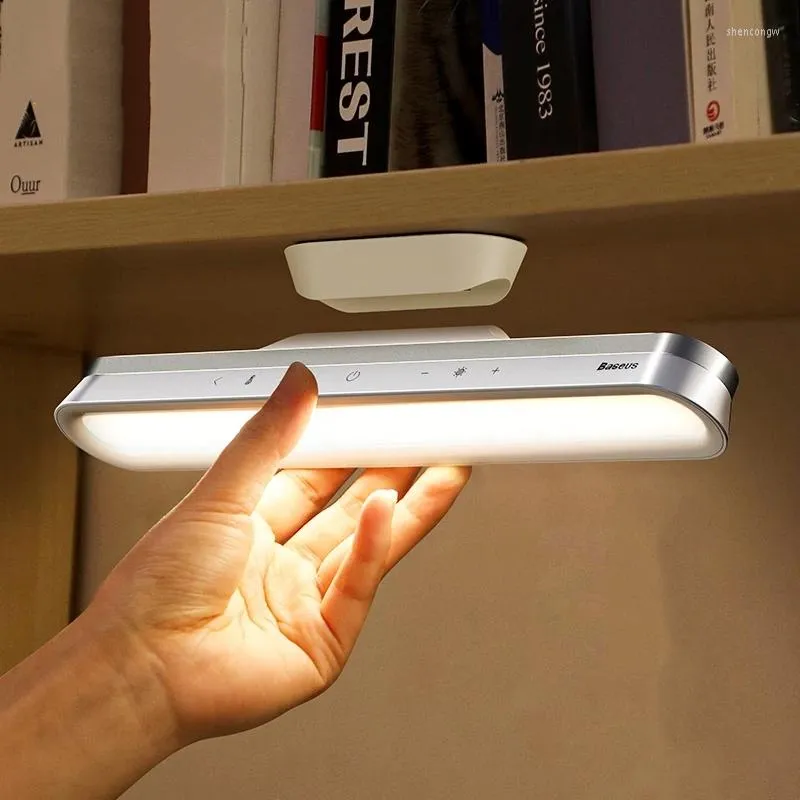 Bordslampor Creative Hanging Magnet LED Desk Lamp uppladdningsbar trapplös Dimning Night Light Portable Outdoor Long Battery Livslängd