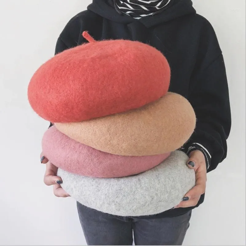 Berets Myzoper Fashion Solid Color Wool Herfst Winter Girl Beret Koreaanse versie Casual Pumpkin Hoed vilt volwassen pet