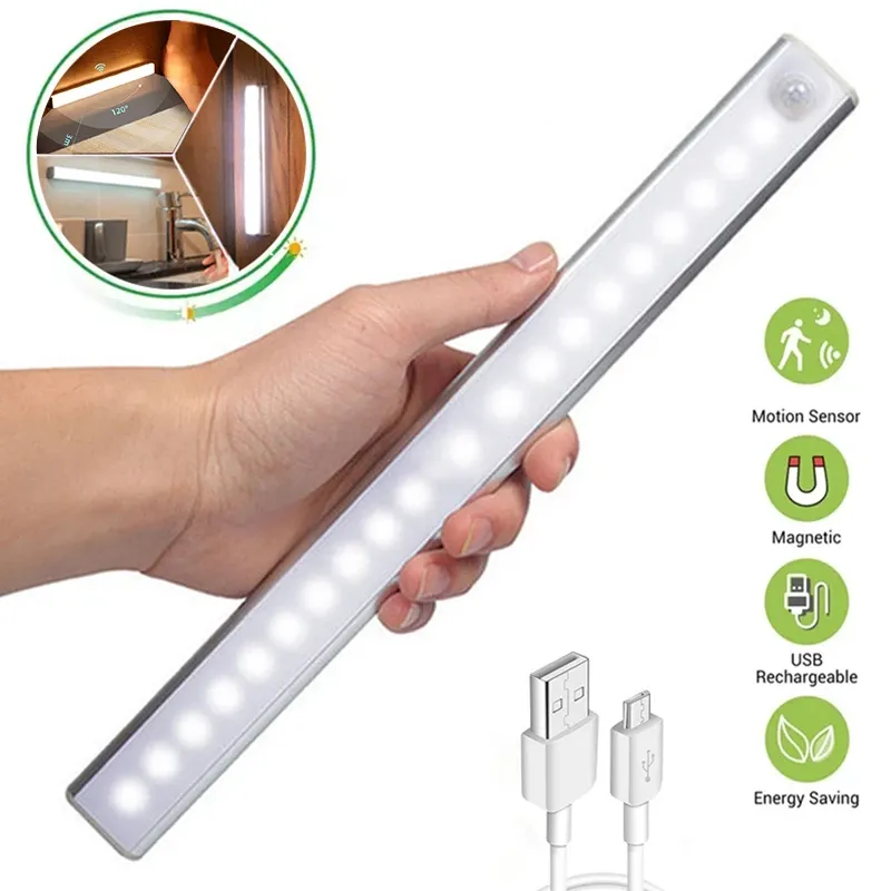 Wireless Motion Sensor LED Night Light - USB Rechargeable, Perfect for ...