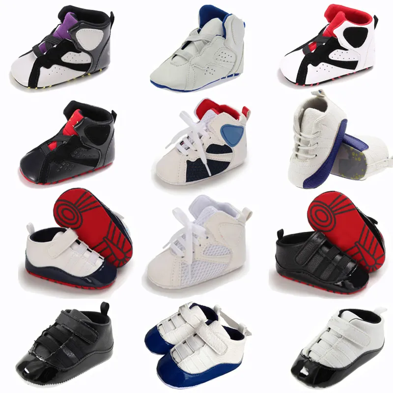 babysneakers eerste wandelaars pasgeboren lederen basketbal wieg schoenen 12 stijl baby sport kinderen mode laarzen kinderen peuter zachte zool winter warme mocassins