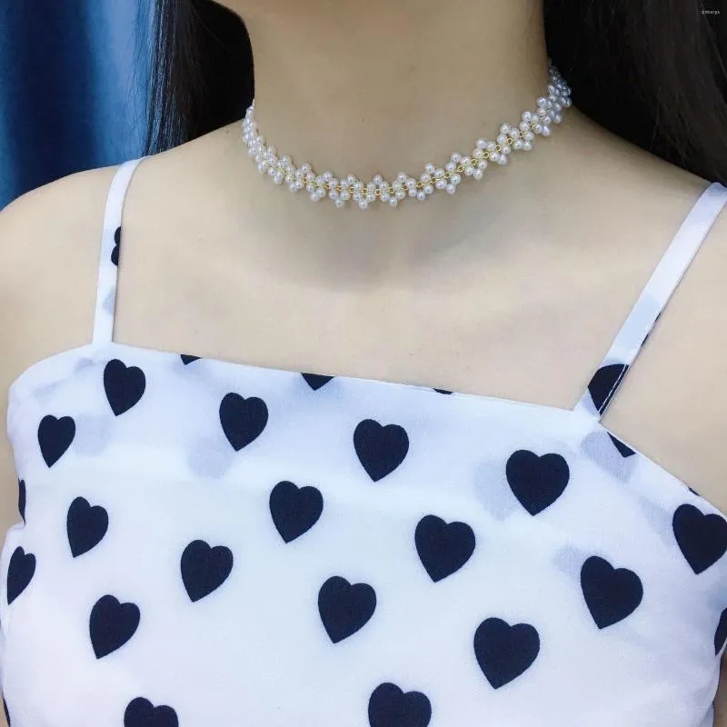 Colgantes Perlas únicas Tienda de joyería Collar de perlas hecho a mano 4 mm Blanco Genuino Agua dulce Joyería de mujer