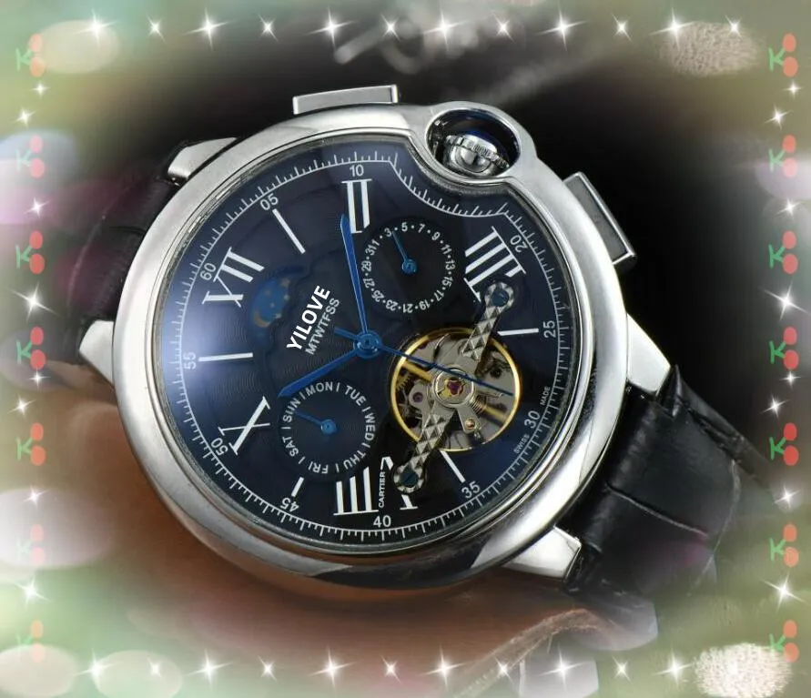 Popolare I Piu Venduti Grandi Orologi Da Uomo 45mm Movimento Meccanico Automatico Cassa In Acciaio Inossidabile Ore Fand Display Orologio Da Polso In Vera Pelle Reloj De Lujo Da 48 22 DHgate