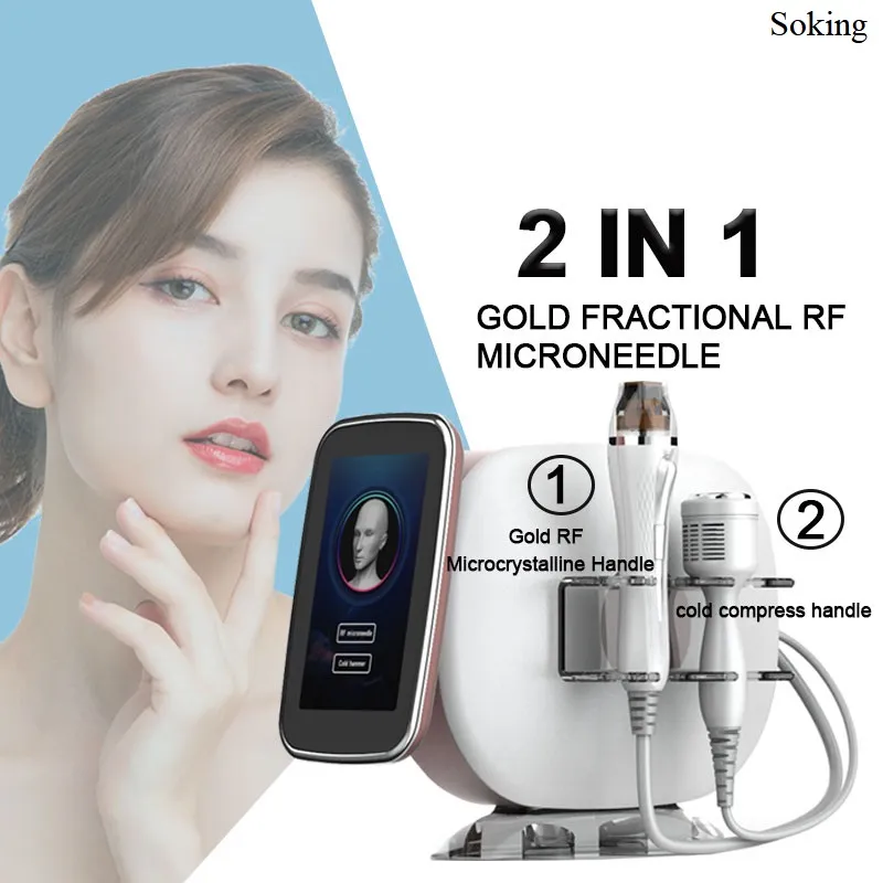 Fractionele micro naald radiofrequentie RF -apparatuur 2 in 1 koude hamermachine voor gezichtswrinkle verwijdering en nekhef stretch markeringen Verwijder Microneedle RF