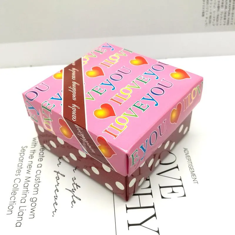 Подарочная упаковка 45pcs Square Dot Heart I Love You Свадебная благосклонность конфеты шоколадная коробка помолвка