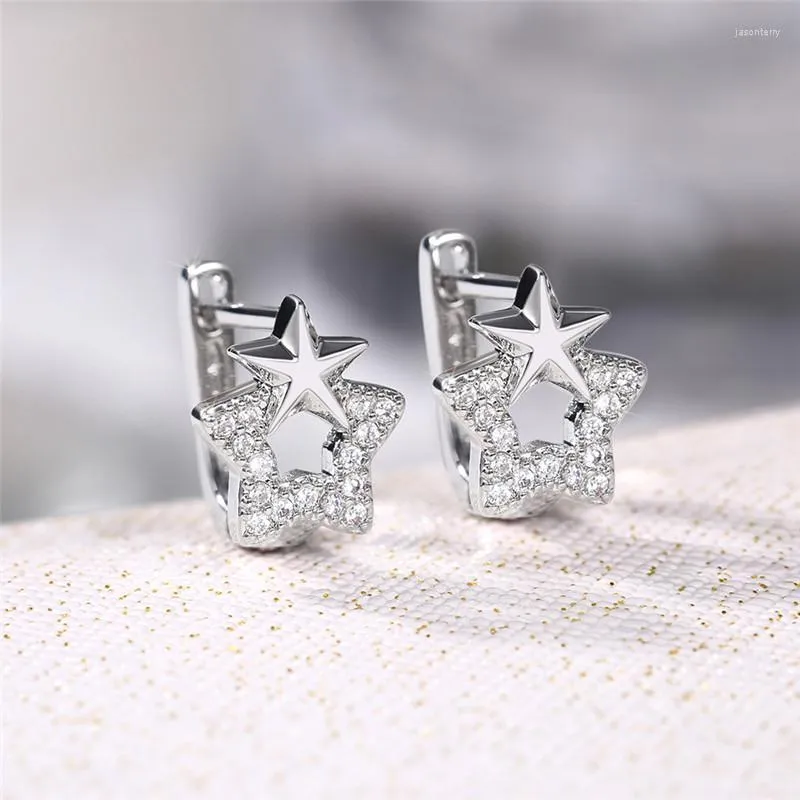 Hoop Earrings Huitan Star Romantic Bride Wedding Accessories U Shaped Hoops Women's Fancy Girl Gift Statement Jewelry 2022