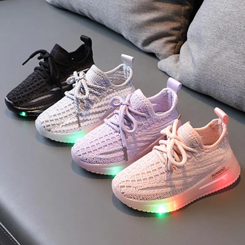 Athletic Shoes Kids Baby Toddler Non-slip Comfortable Fashion Children's Sneakers LED Lights Glow Boys Girl Sports 21-30 Size