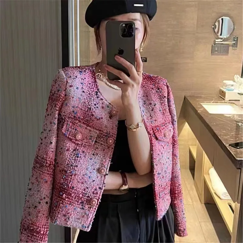 Chan New Women's Brand Jacket Fashion Top-klass Autumn Winter Logo Tweed Coat Overcoat Leisure Spring Coats Cardigan Women Födelsedag Christmas Gift