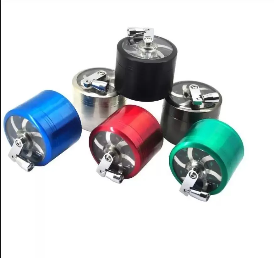 Accessories tobacco grinder 50mm 4 layers Zicn alloy hand crank grinders metal for herbs herbal for Towel F0929
