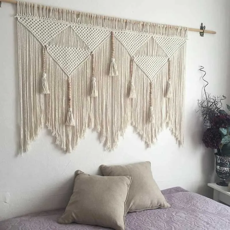 Hanging Handwoven Cotton Rope Home Boho Bohemian Woven Tapestry Wall Art Macrame Decor