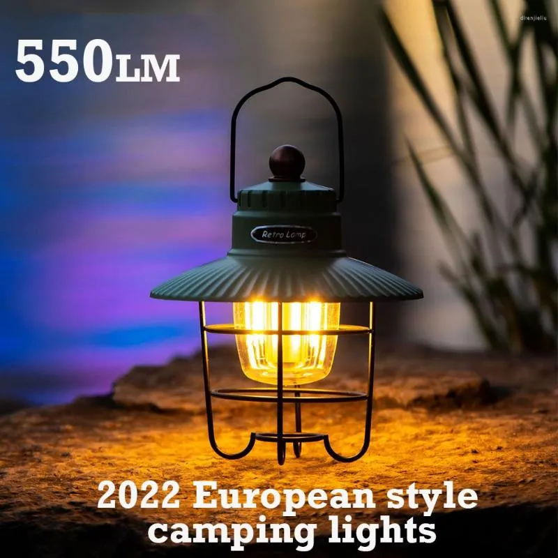 Portable Lanterns 2022 Upgrade Camping Lights 550lm Shell Led Lantern 18650 2000mah Uppladdningsbar typ-C utomhuslampa Stepless Dimning