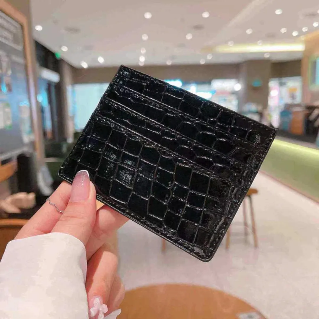 Fashion Crocodile Skin Pattern Card Holders Mens Designer Wallet Womens Coin Purses Black Alligator-skin Leather Double Sided Credit ID Cards Holder Pouch