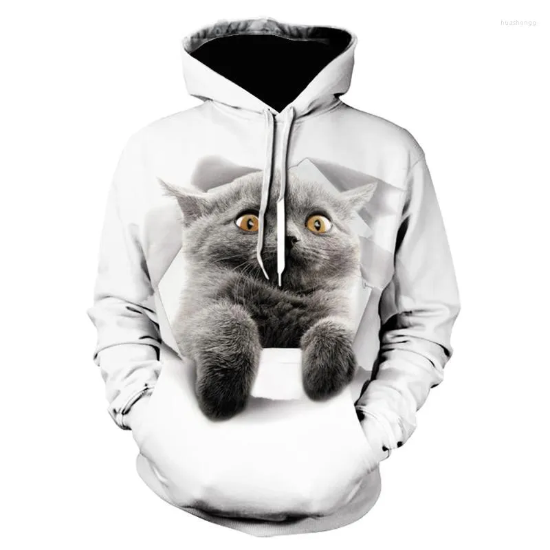 رجال السترات للرجال harajuku white hoodie 3d cat hoodies الرجال نساء غطاء الشارع بالحيوان