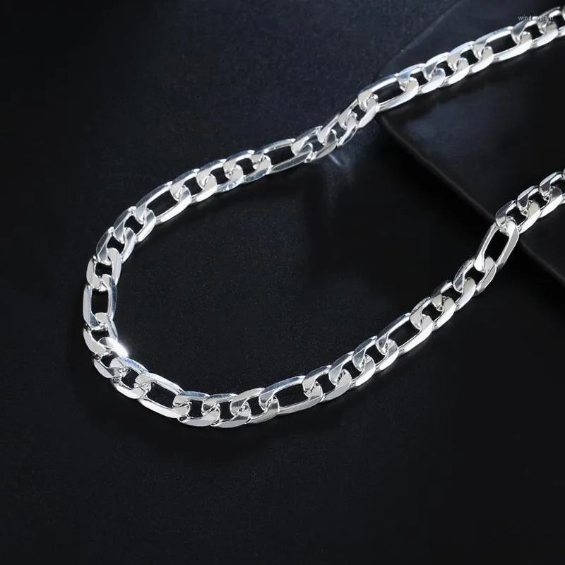 Chains Fashion Men 8MM Flat Geometry Chain 925 Color Silver Necklace For Woman Party Holiday Gifts Classic Brands Jewelry