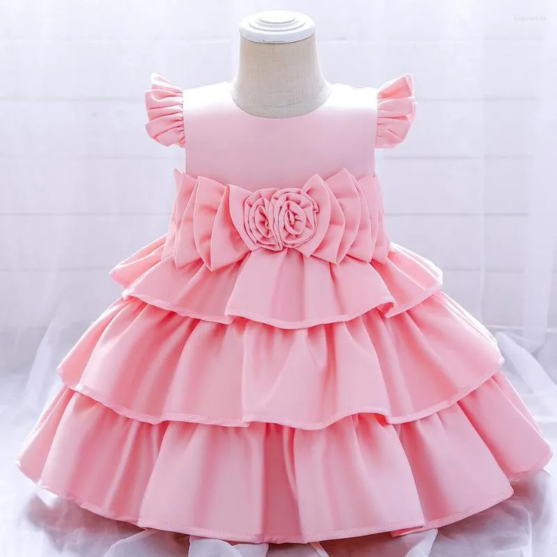 Vestidos de menina 1-5 anos para criança vestido princesa vestido cetim bolo de casamento festas de festas