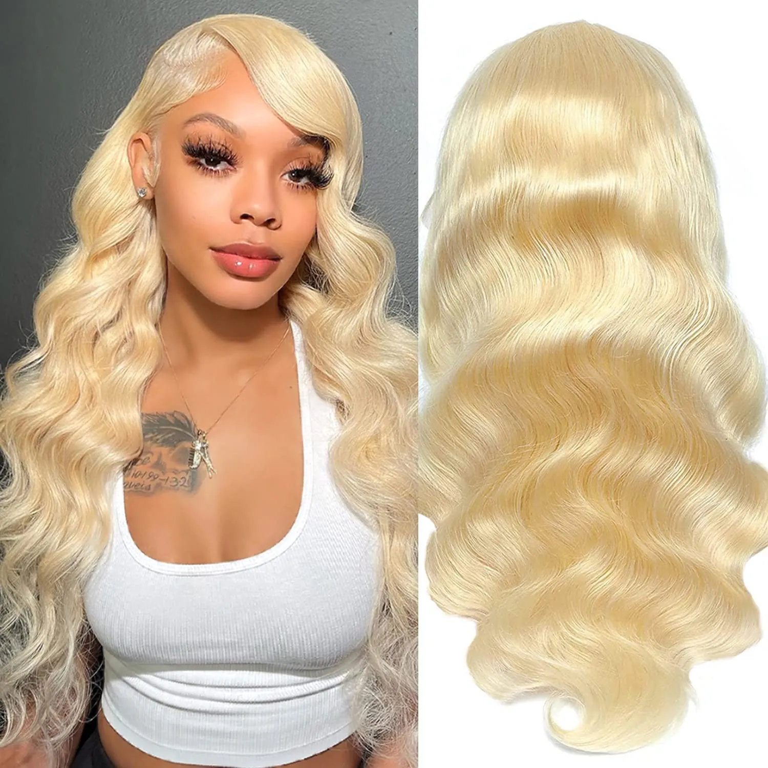 Full Lace Wigs for Black Women Medium Cap with Combs Brazilian Human Hair Lace Wig #613 130% 150% Density