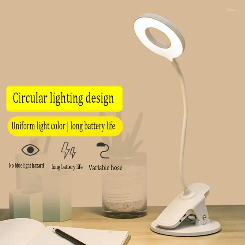 Lámparas de mesa LED Simple multifuncional Luz de aprendizaje de cabecera Flexible cuello de cisne escritorio USB1250MA batería