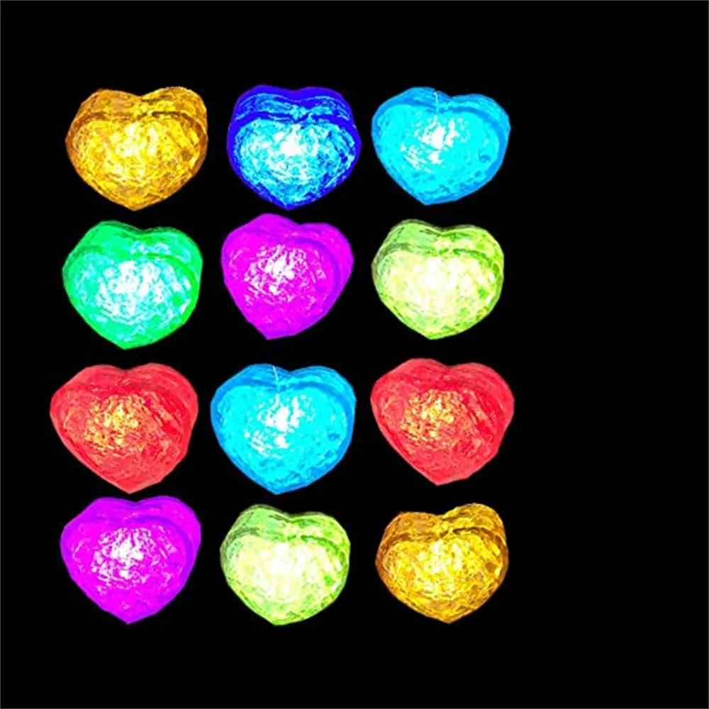 Party Decoration Plastic Multi-Color Luminous Ice Cube with Colorful Light for Halloween Wedding Club Bar Champagne Tower Love Shape XB1