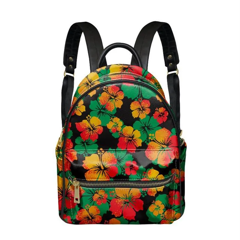 Zaino Cumagical Fashion Lady Mini Casual Polinesiano Tribale Hawaiano con stampa a fiori completi Borsa da viaggio personalizzata in pelle da donna2875