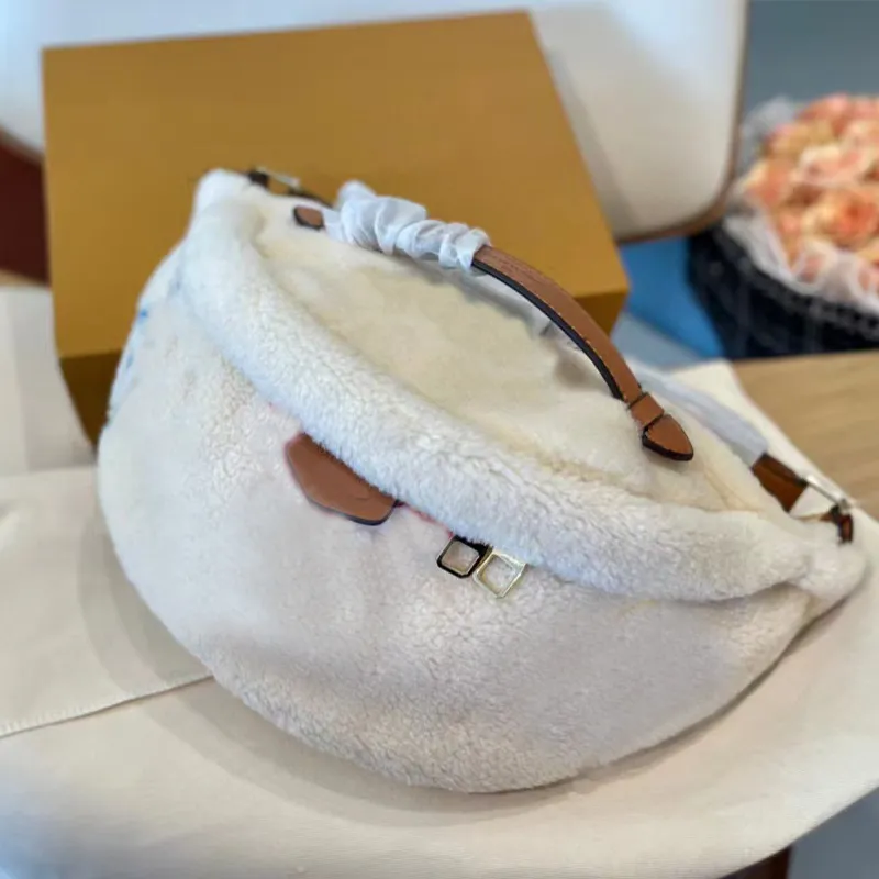 Original-Hardware, weicher Plüsch, hochwertiger echter Teddybär, Herren-Brusttasche, Hüfttasche, Damen-Designer-Umhängetasche, modische, flauschige Umhängetasche