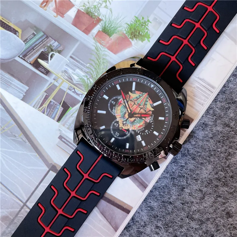 Orologi da polso di marca completa di moda Uomo Uomo Casual Stile sportivo Lusso Tutti i quadranti Orologio al quarzo con cinturino in silicone funzionante TR 02