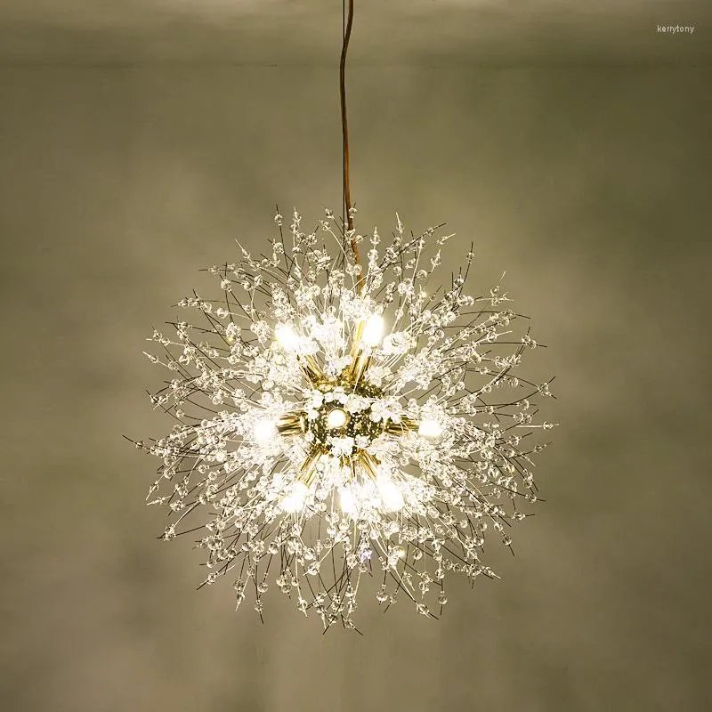 Lampadari Fss Crystal Round Dandelion Design Lampadario Illuminazione per soggiorno Camera da letto Lustre Cucina Indoor LED G9 Lampadine Lampade