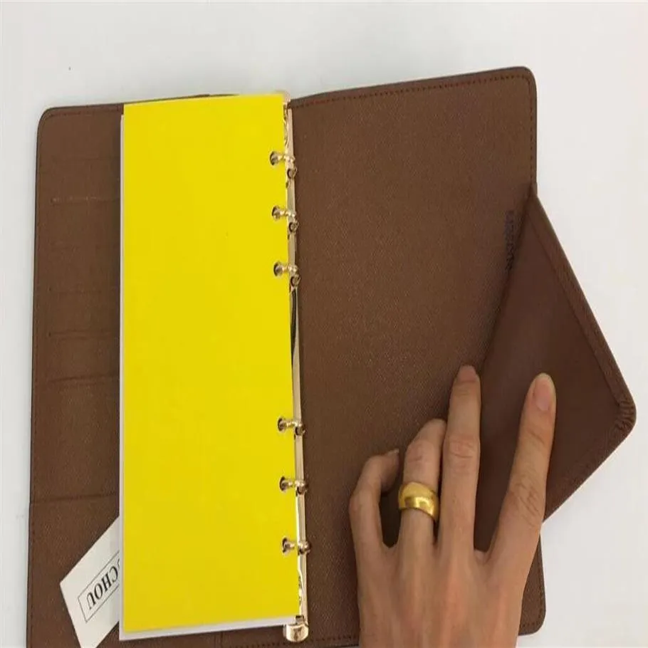 Couverture de livre en cuir pour notes d'agenda de marque, avec sac à poussière et carte de facture, style carnet de notes, bague dorée, 166w