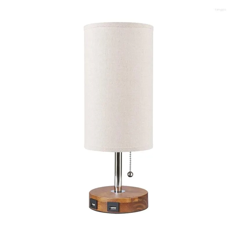 Table Lamps Bedroom Bedside Warm USB Desk Lamp Home Living Room Cloth Lampshade Reading Night Light