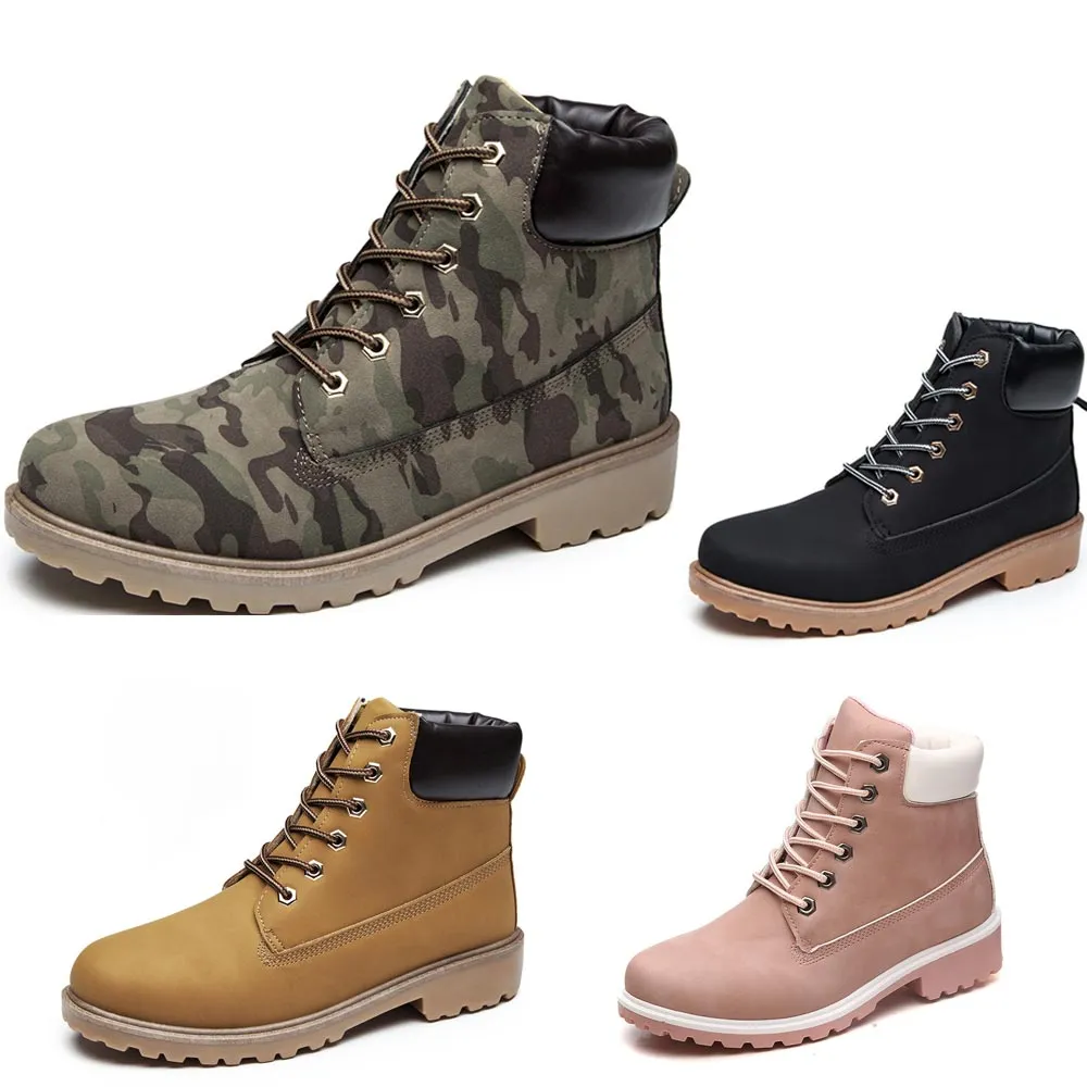 Tasarımcı Kadınlar Martin Boots Fashion Round Toe Kamuflaj Kış Ayakkabıları Kürk Astar Lady Pu Ayakkabı Boot