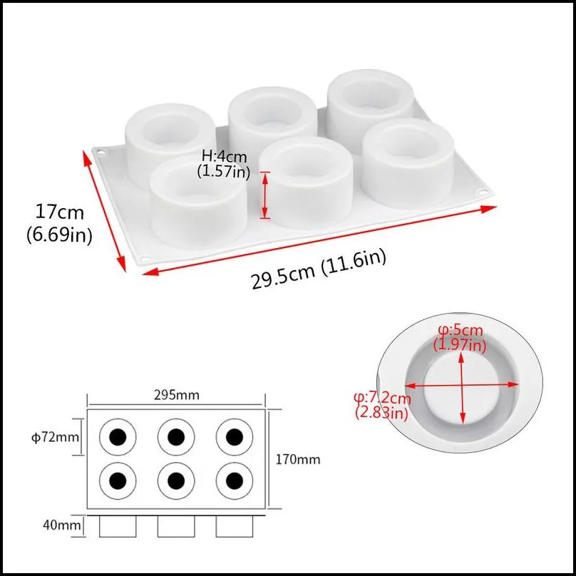 3d silicone mold 6 holes pudding cupcake art cake mould baking pastry mousse chocolate cake tools 220601