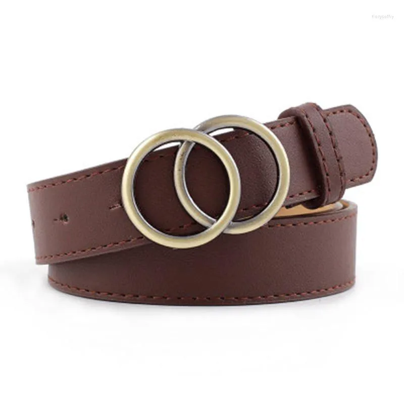 Belts Soft Faux Leather Double Ring Buckle Lady Belt Decorative Casual Tighten All-Match Lightweight Long For Women Solid Holes