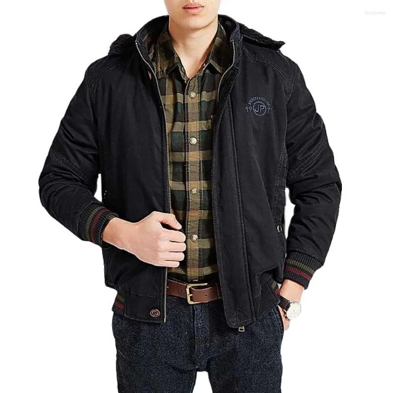 Мужские куртки L-8XL Plus Size Осенью зимняя модная куртка мужская мужская капюшон. Случайный Джаксет военный теплый флисовый пальто мужское толстое парка