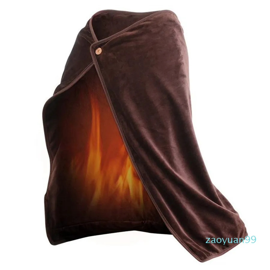 USB Electric Filt Throw Portable Flanell Soft Warm 100cmx70cm Spara elhem utomhus Camping Office Powered Rapid Warming Pads Electric Heat Pad