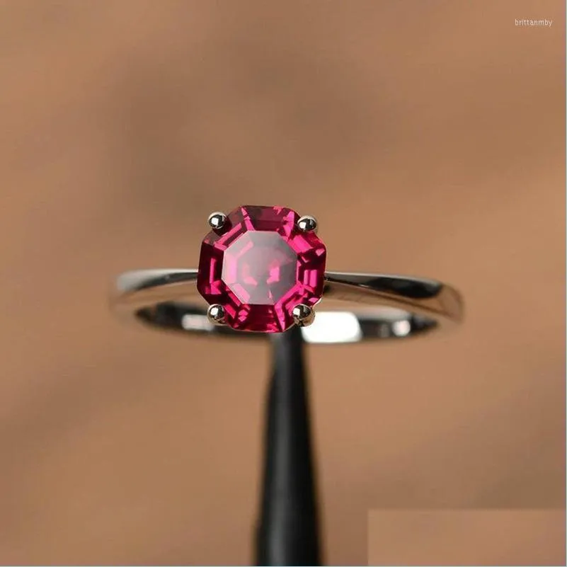 Обручальные кольца обручальные кольца роскошные сиверки с красным калейдоскопом вырезано каменное кольцо для женщин -девушек любители ювелирных изделий Валентина Dhjeg