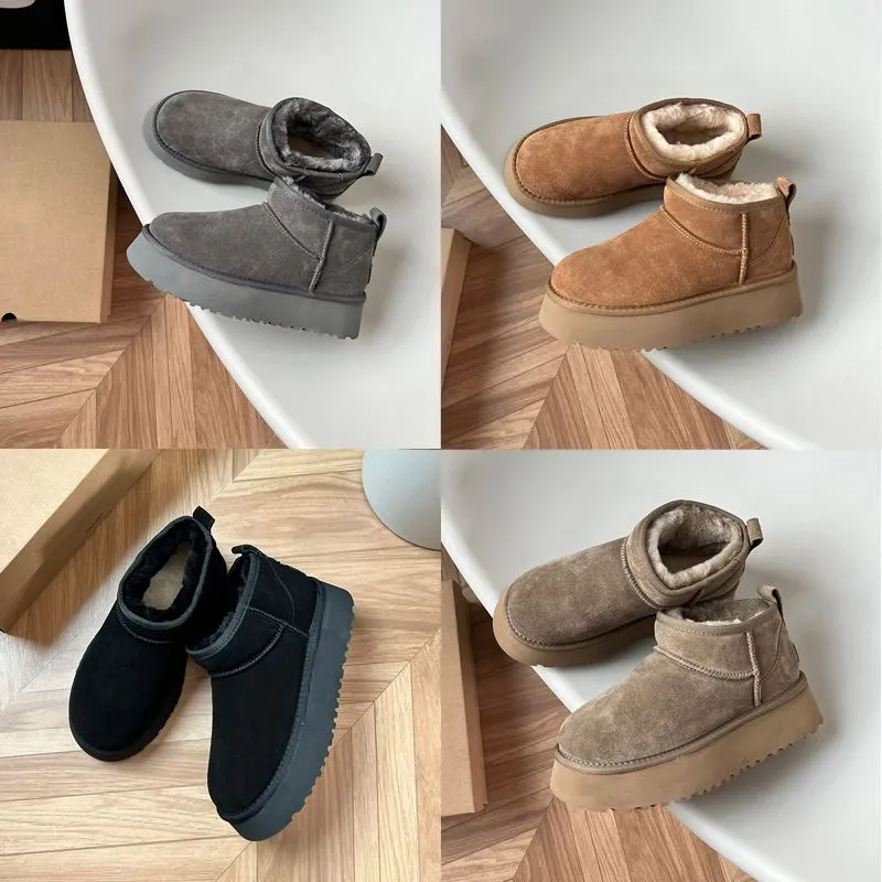 Women s Genuine Leather Snow Ankle Boots Brown Winter Fur lined Warm Booties Australia