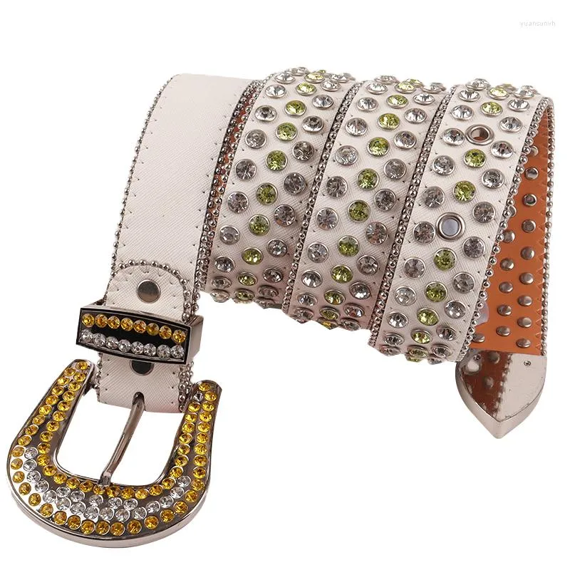 Ceintures Y2K Ceinture Strass Cowgirl Homme Cowboy Bling Cristal Clouté Boucle Taille Réglable Sangle Décorative Ceinture Western