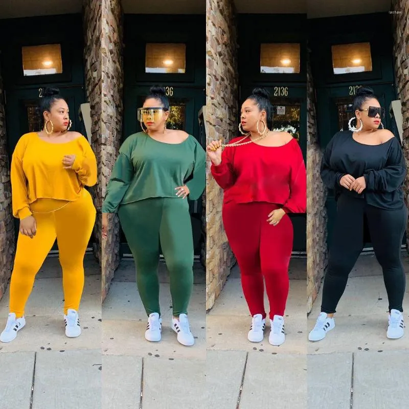 Survêtements pour femmes Fnoce 2022 Été Femme Grande Taille Solide Couleur Ensemble O-Cou Manches Courtes Et Slim Pantalon Serré Mode Casual Sport