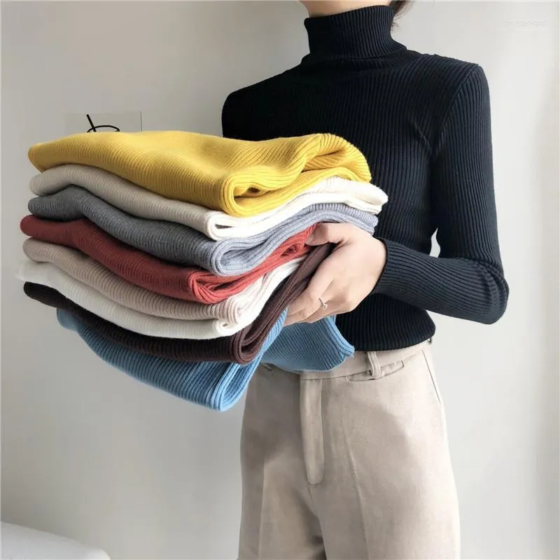 Women's Sweaters Women Turtleneck Knitted Sweater Pullovers Spring Autumn Basic High Neck Pullover Slim Female Top Women's