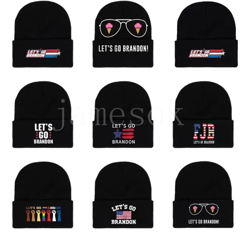 Let's Go Go Go Men and Women for Men and Winter Sports Caps de869のためのブランドンブラックニットビーニーハットウールキャップ