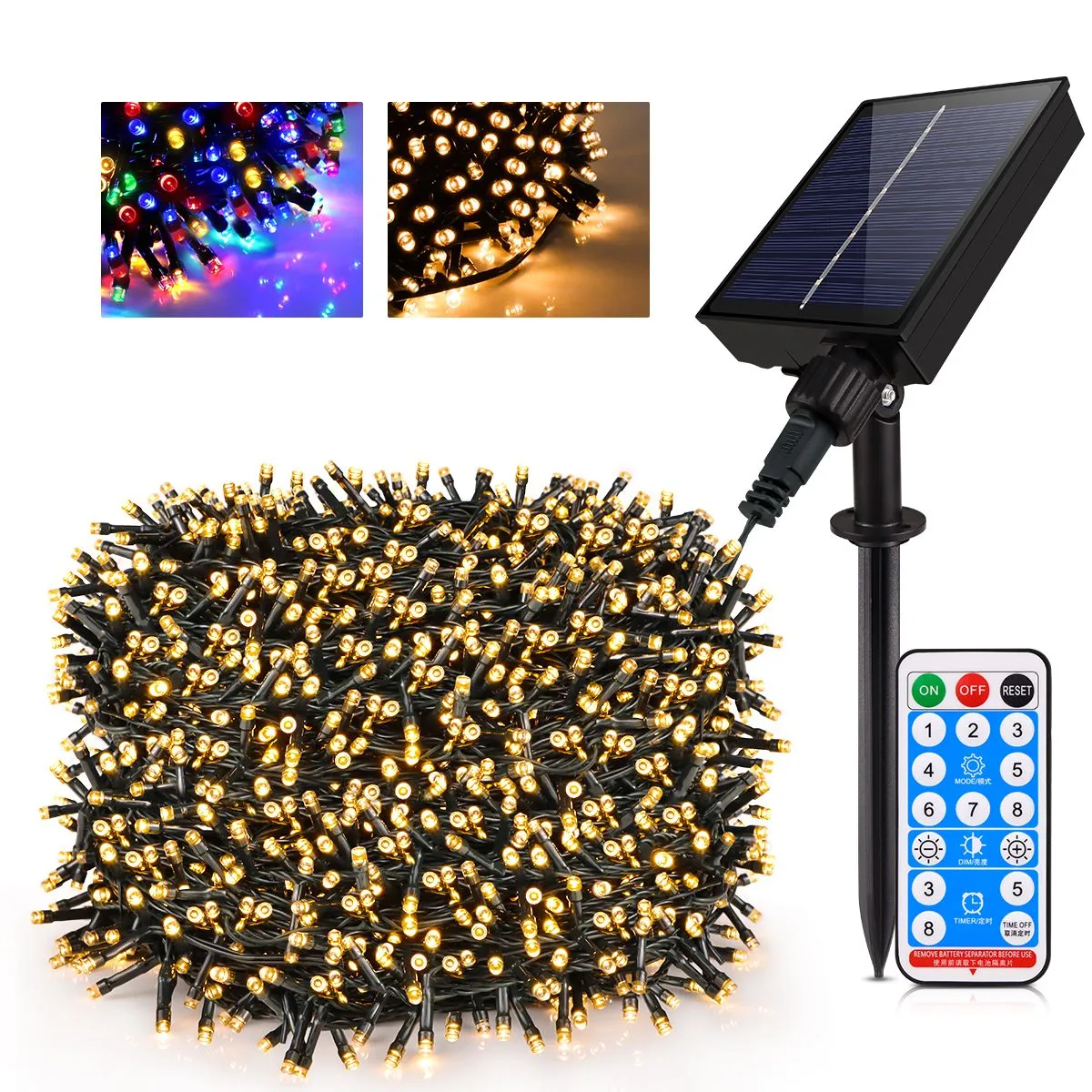 Solar LED String Fairy Light 10m 20m 30m 50m 100m Waterdichte Garland groot zonnepaneel snel laadlamp voor kersttuin decor