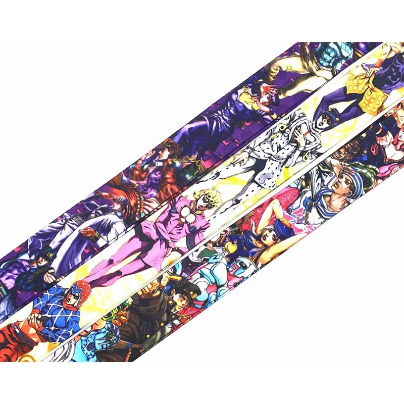 Cartoon Anime Jojos Bizarre Adventure Phone Straps Lanyards Keychain Personality Classic Figure Ribbon Hang Rope Phone case Strap Key Ring Holder