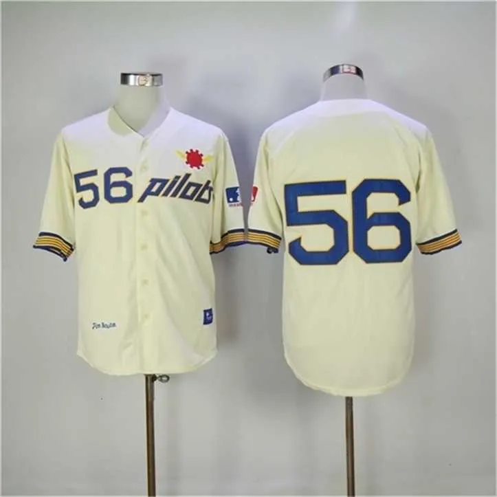 Proword C202 1969 Seattle Pilots Jim Bouton Бейсбольный Джерси Ретро Кремовый 56 Рубашки Jim Bouton Винтажные дешевые сшитые трикотажные изделия