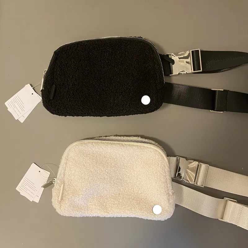 Fuzzy LL Cinto Bolsas Ao Ar Livre Mulheres Homens Bolsa de Cintura de Pelúcia Academia Elástica Alça Ajustável Zipper Fanny Pack