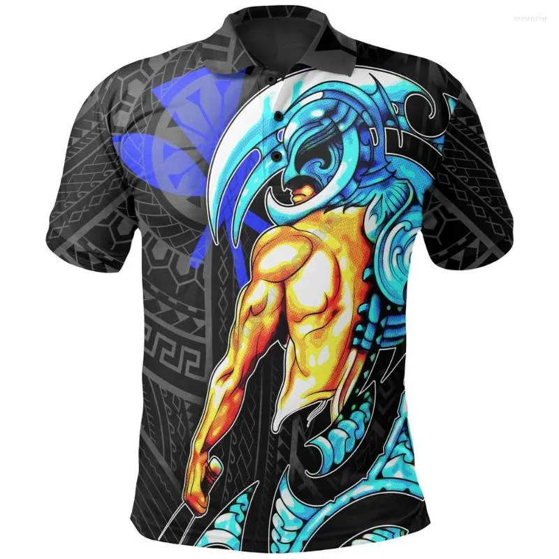 T-shirts Hommes Hawaii Polo Shirt Warrior Kanaka Maoli 3D Imprimé Hommes Femmes T-shirt d'été à manches courtes